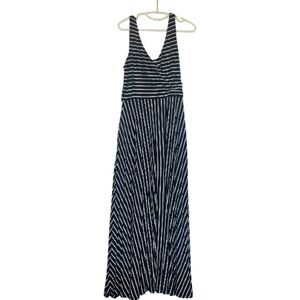 Boden Navy and White Striped Tank Style Surplice Jersey Knit Sun Dress 10R